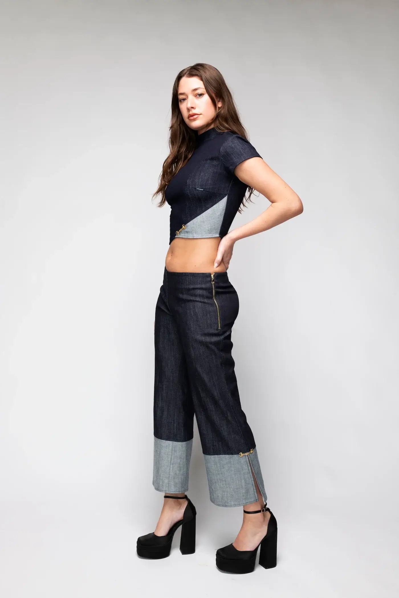 Back Bone Society Blue Cropped Top - Image 4