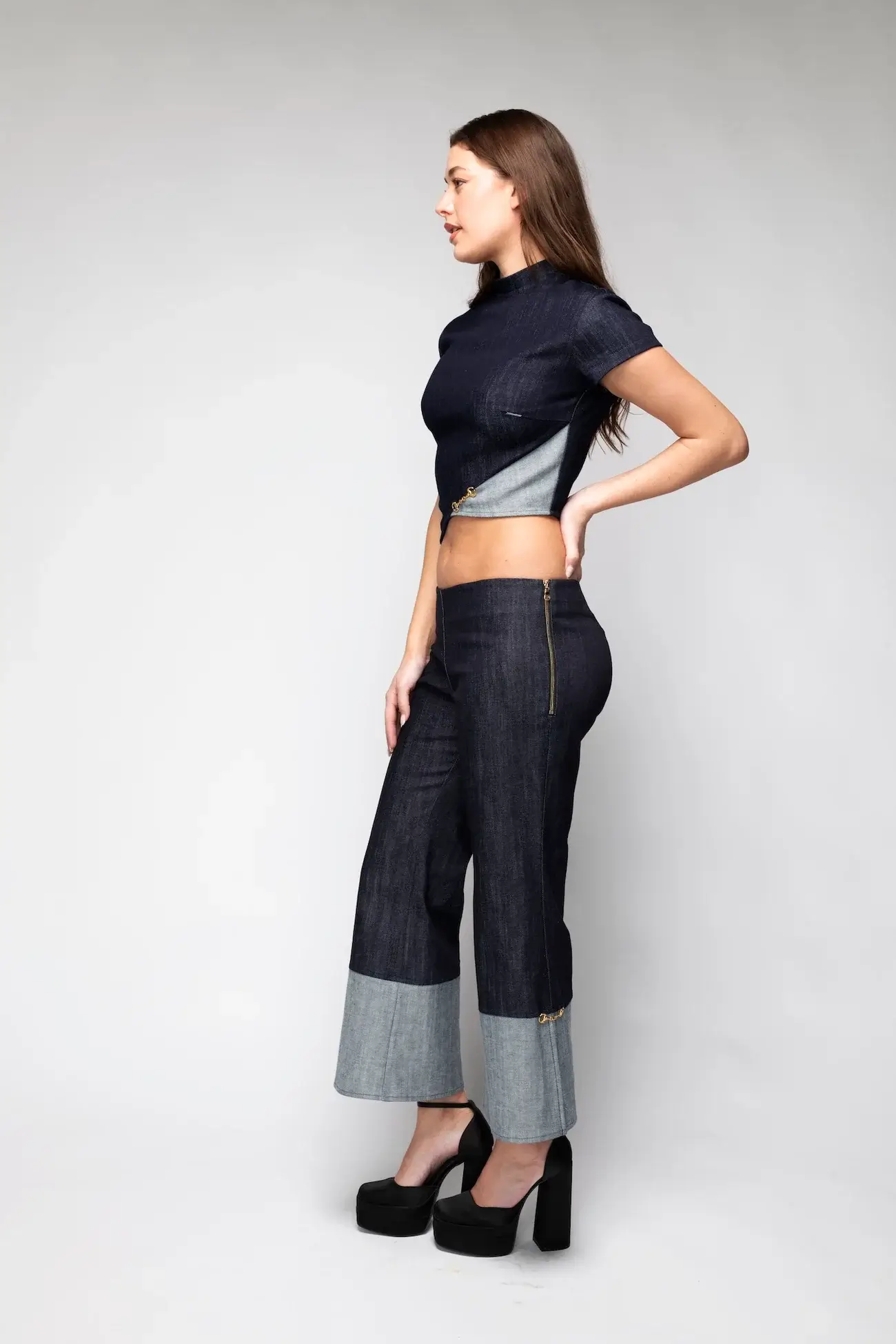 Back Bone Society Blue Cropped Pants - Image 7