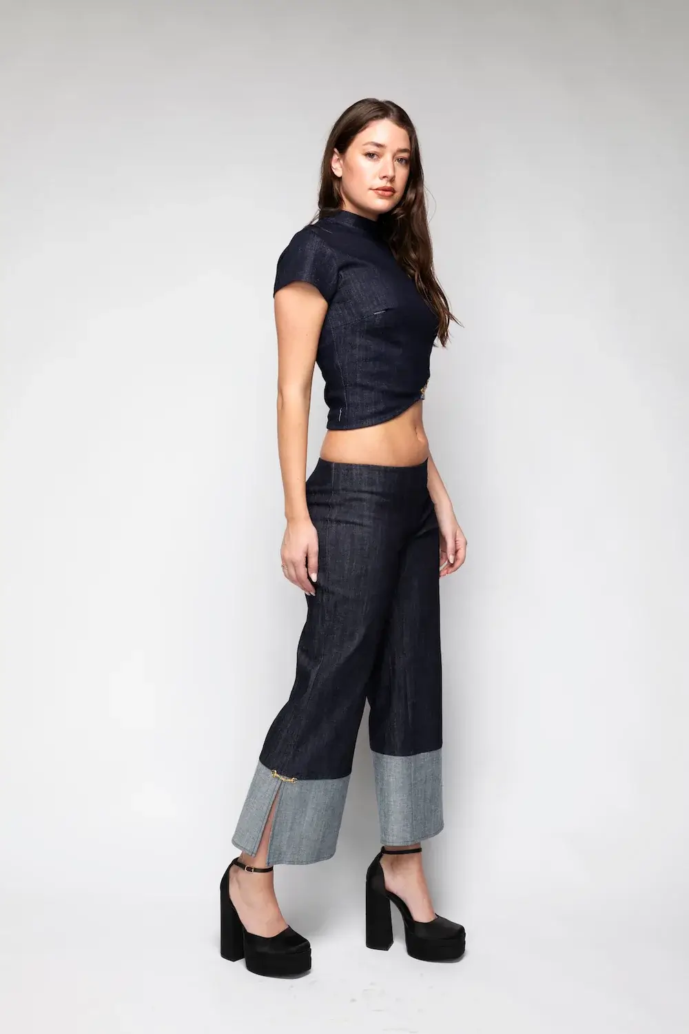 Back Bone Society Blue Cropped Pants - Image 8