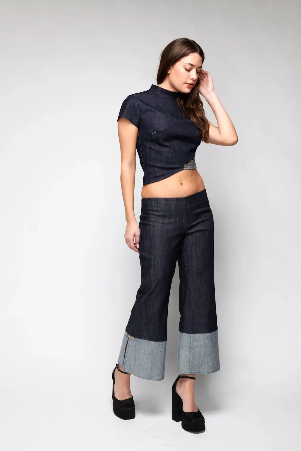 Back Bone Society Blue Cropped Pants - Image 4