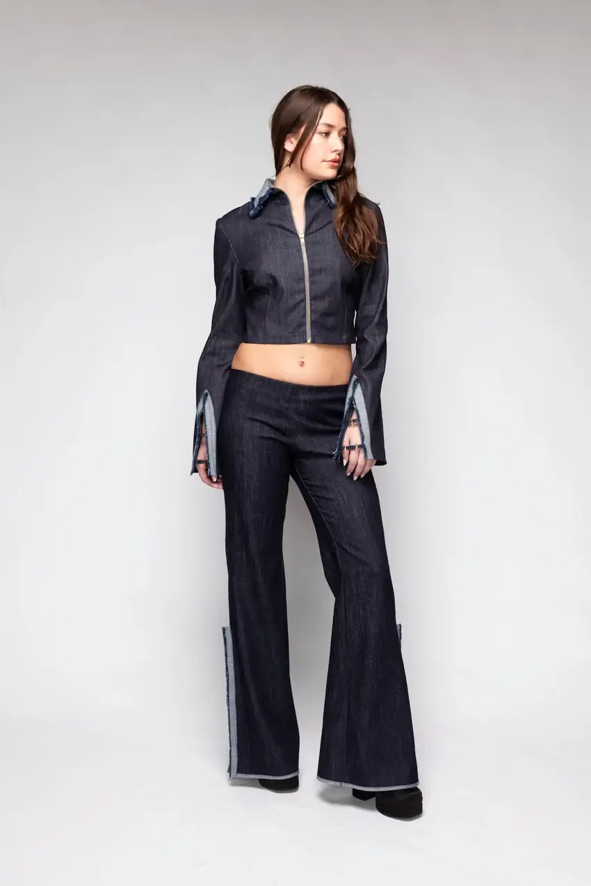 Back Bone Society Blue Flared Pants - Image 4
