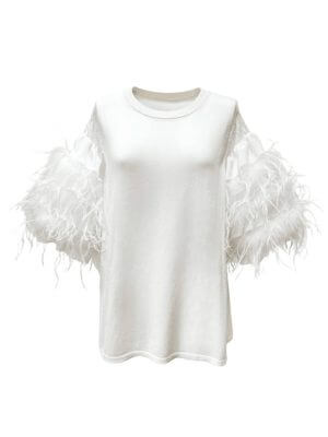 DCV Cashmere White Short Sleeve Top