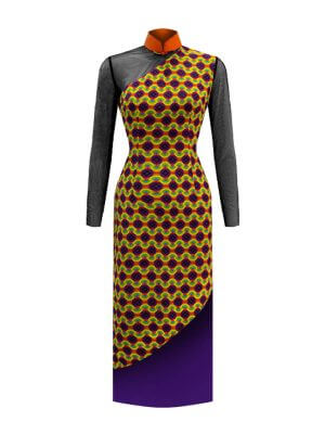 Sparkle Collection Multi-Color Silk Evening Dress