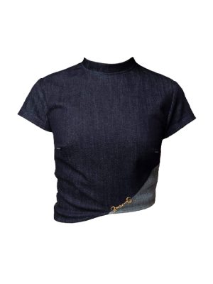 Back Bone Society Blue Cropped Top