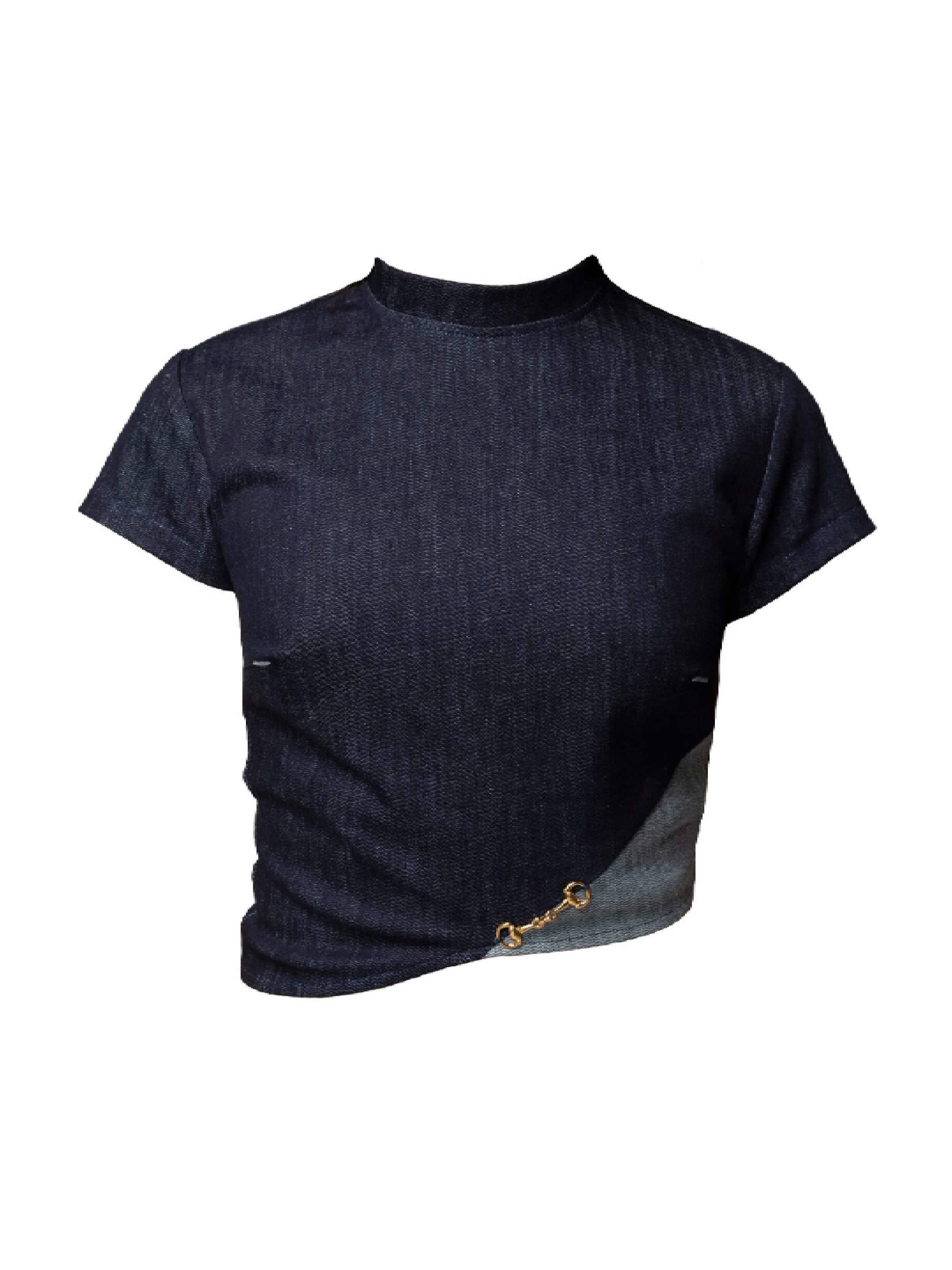 Back Bone Society Blue Cropped Top