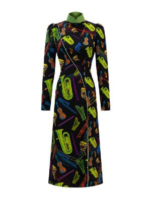 Sparkle Collection Multi-Color Long Sleeve Dress