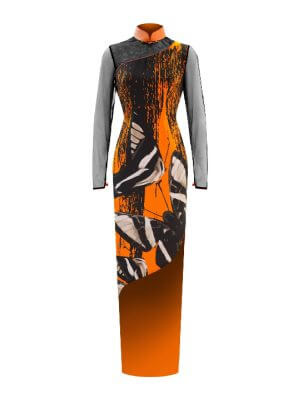 Sparkle Collection Orange Cocktail Dress
