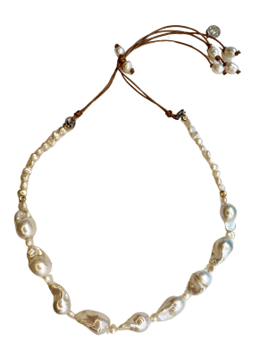 MOODY GRAY Authentic Fireball Baroque Pearl Necklace