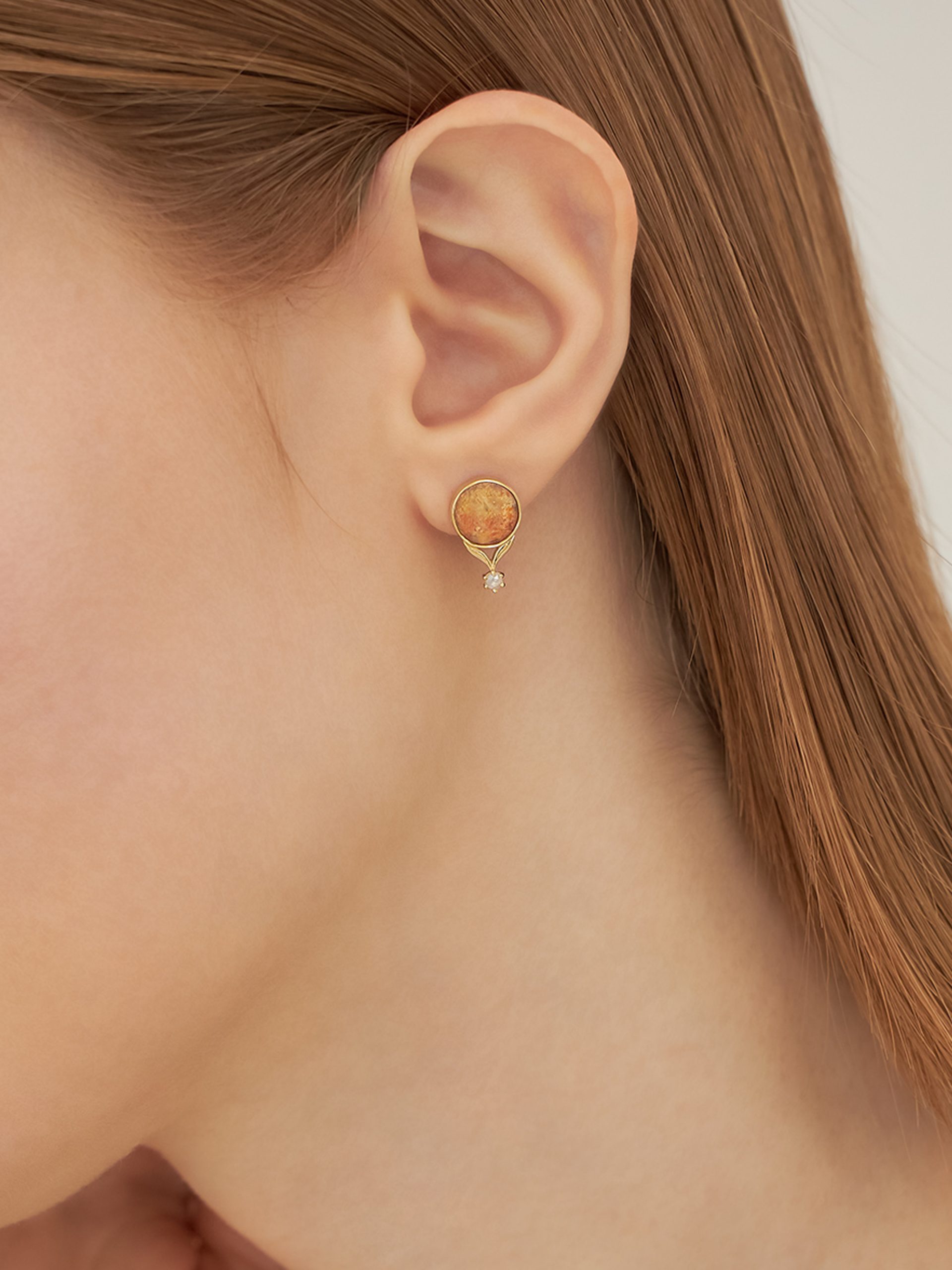 KAKERA Gold Sunstone Earrings - Image 3