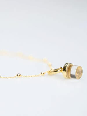 „Delicate gold ball chain necklace, handcrafted from recycled 925 sterling silver with recycled 18K gold plating, 42 cm length with two adjustment options at 40 cm and 38 cm; a minimal and versatile everyday chain.“