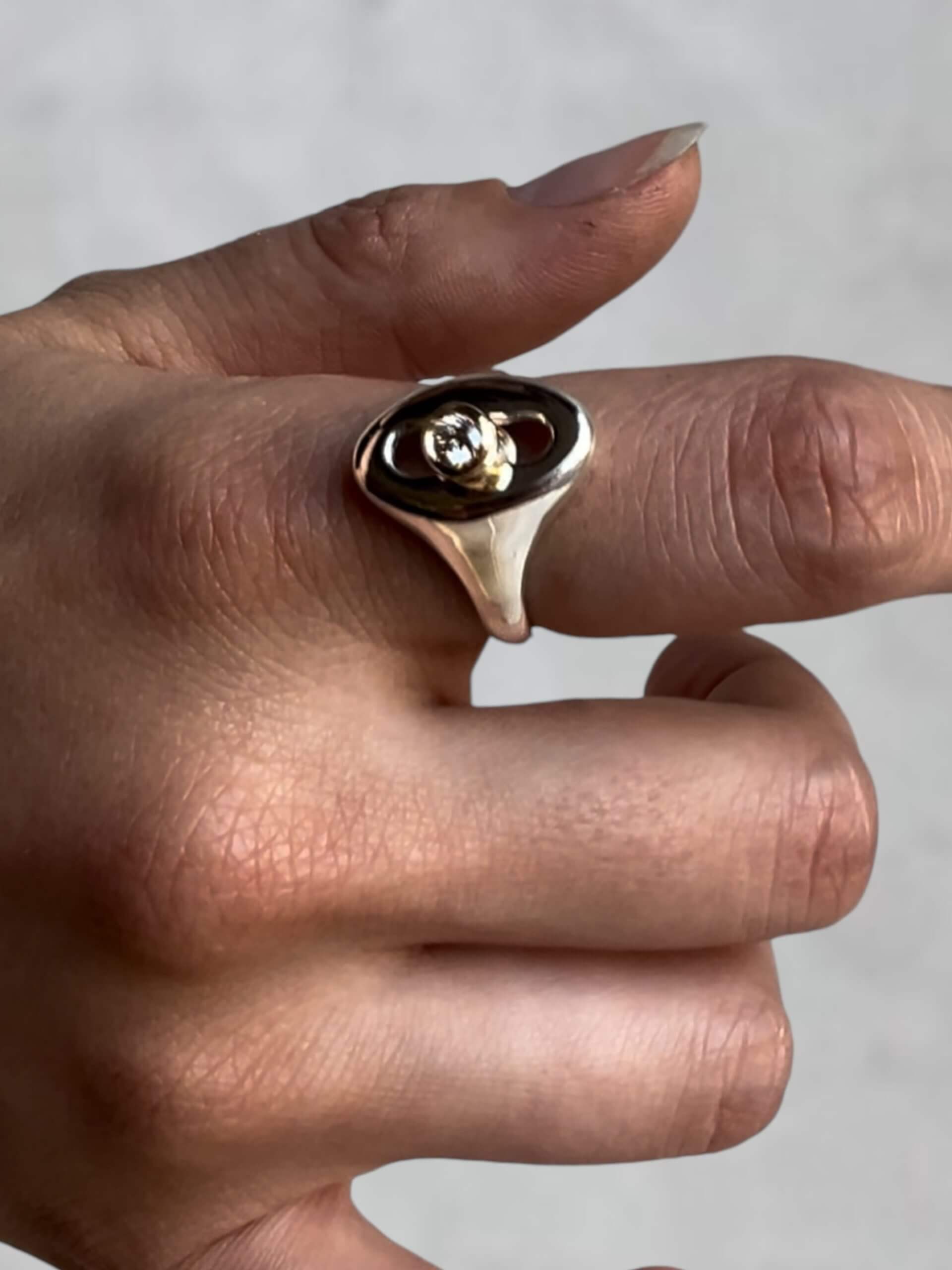PALA Silver Diamond Signet Ring - Image 5