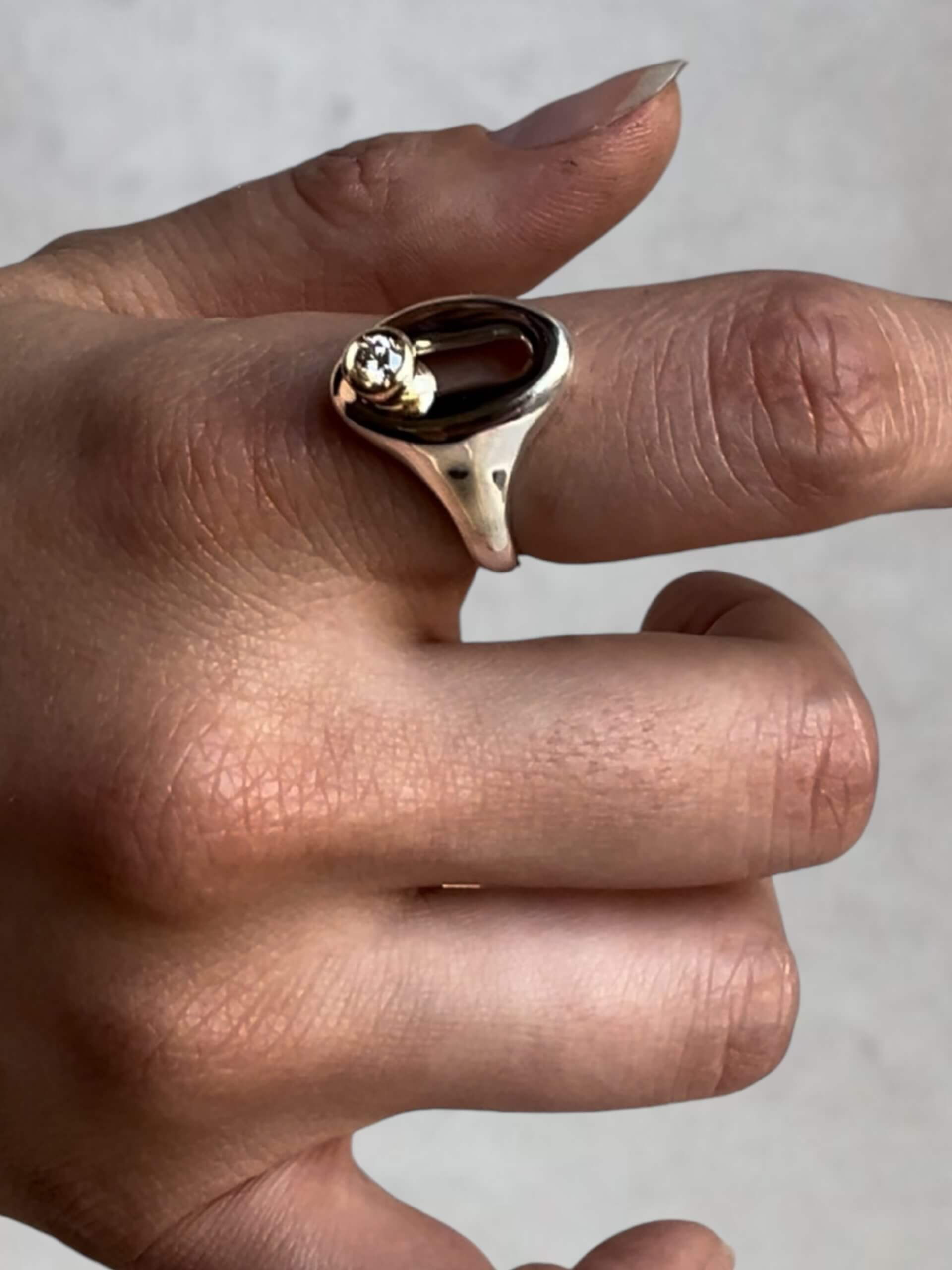 PALA Silver Diamond Signet Ring - Image 4