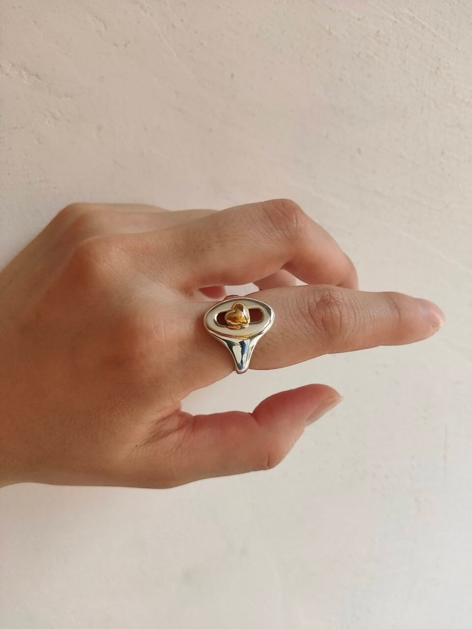 PALA Silver Heart Signet Ring - Image 3