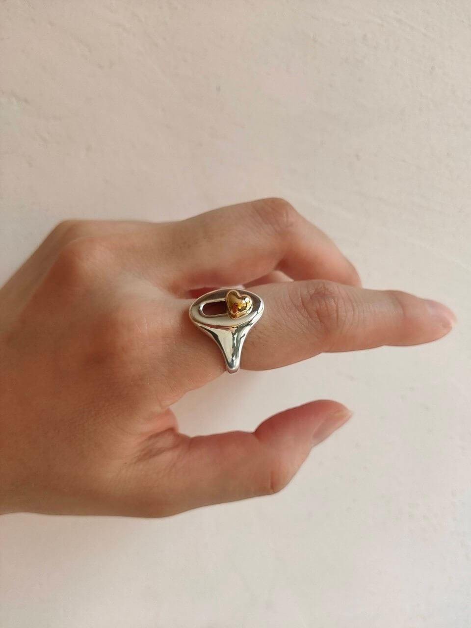 PALA Silver Heart Signet Ring - Image 2