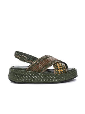 moss leather hand-wen sandal