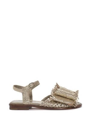 PONS QUINTANA Gold Flat Sandals Sandal