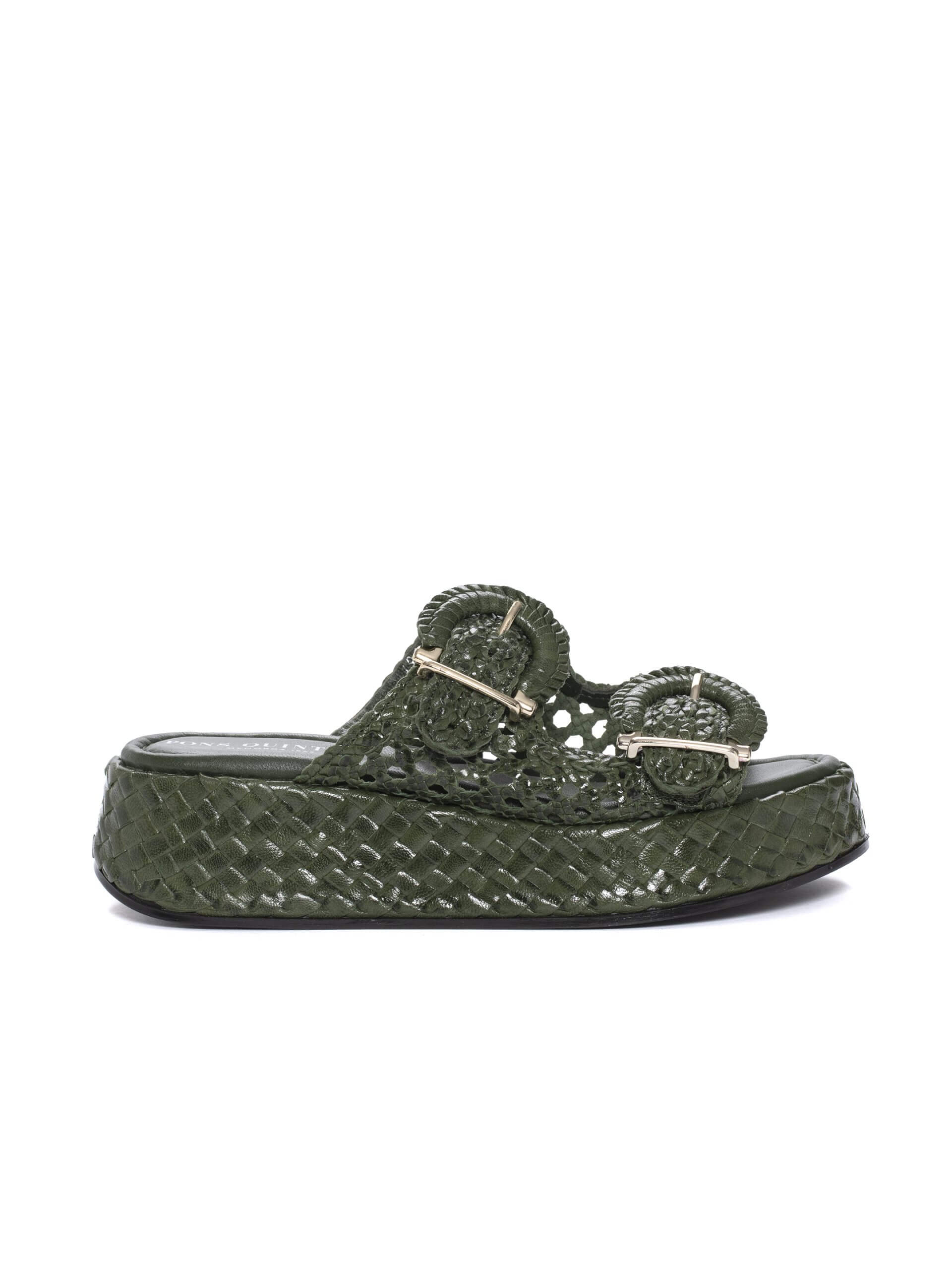moss leather hand-woven sandal