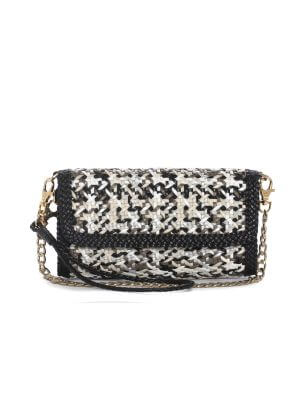 leather hand-woven clutch
