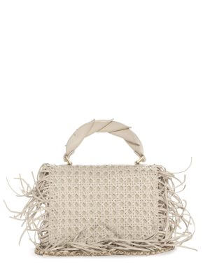 PONS QUINTANA Ivory/Cream Gold Leather Small Clutch