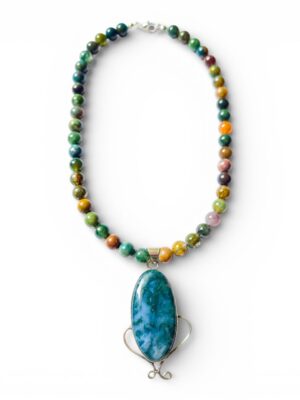 Perry Bijoux Moss Agate Statement Necklace