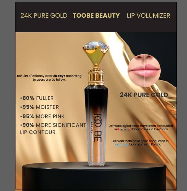 Too Be Beauty 24 Carat PURE GOLD Plumper Moisturizing Full High Shine Liquid Lip Makeup - Image 4