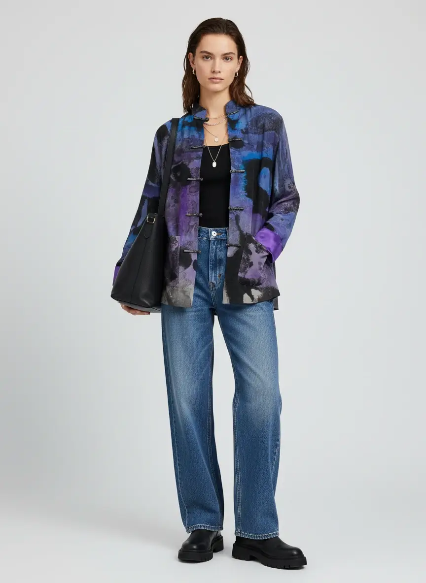 Sparkle Collection Purple Button Up Top - Image 3