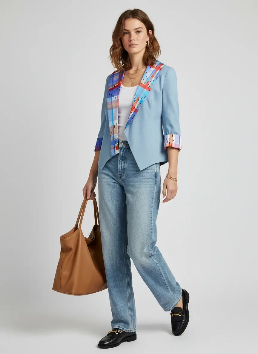 Sparkle Collection Blue Biker Jacket Jacket/Blazer - Image 3