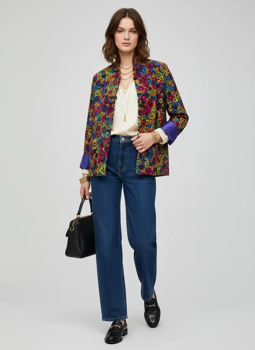 Sparkle Collection Multi-Color Button Up Top - Image 3