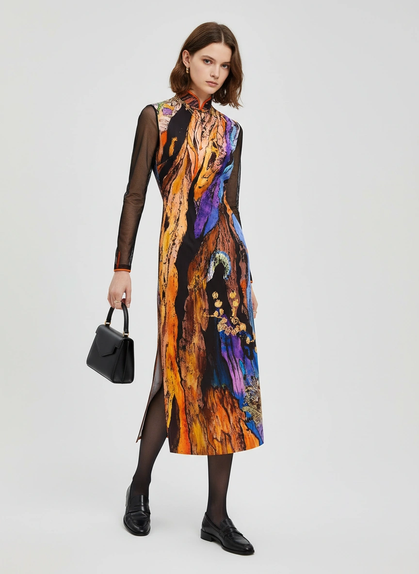 Sparkle Collection Multi-Color Midi Dress RAINBOW TREE - Image 3