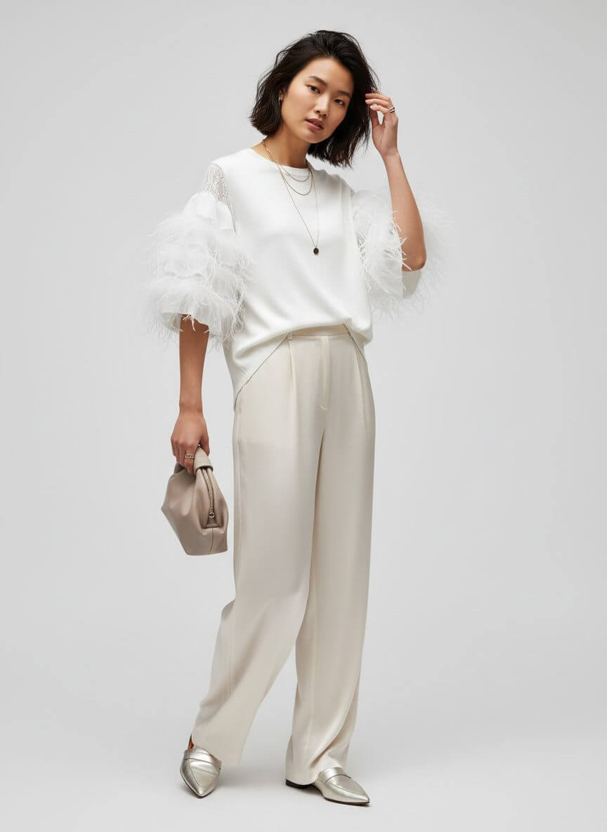 DCV Cashmere White Short Sleeve Top - Image 3