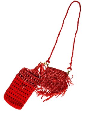 terima kasih kemBali Dancing Raffia hand crochet mobile phone & earphone/cards case bag